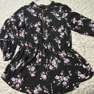 Black with purple flowers sheer top